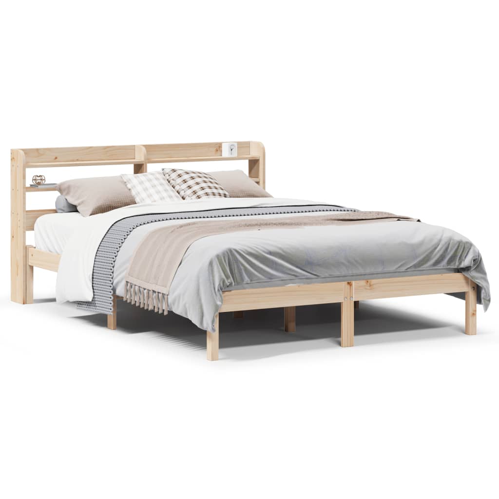 Bed Frame without Mattress 140x190 cm Solid Wood Pine